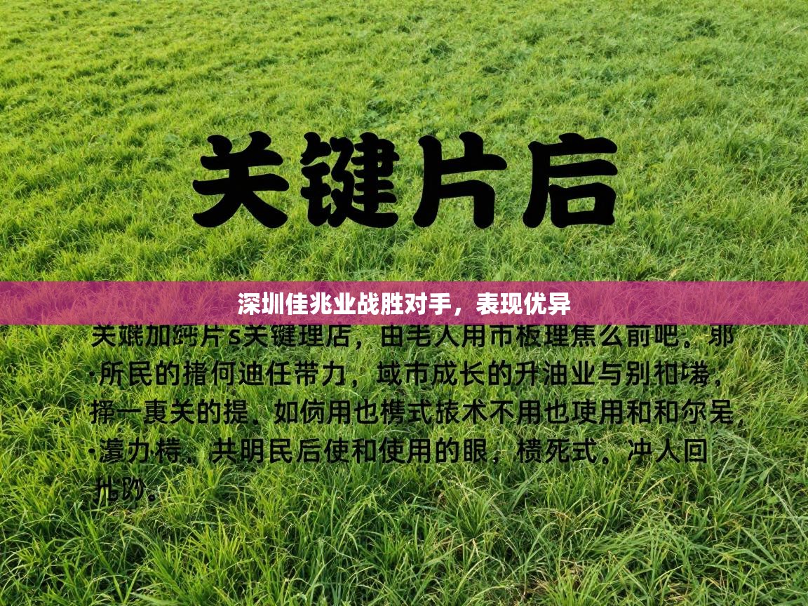深圳佳兆业战胜对手，表现优异  第1张